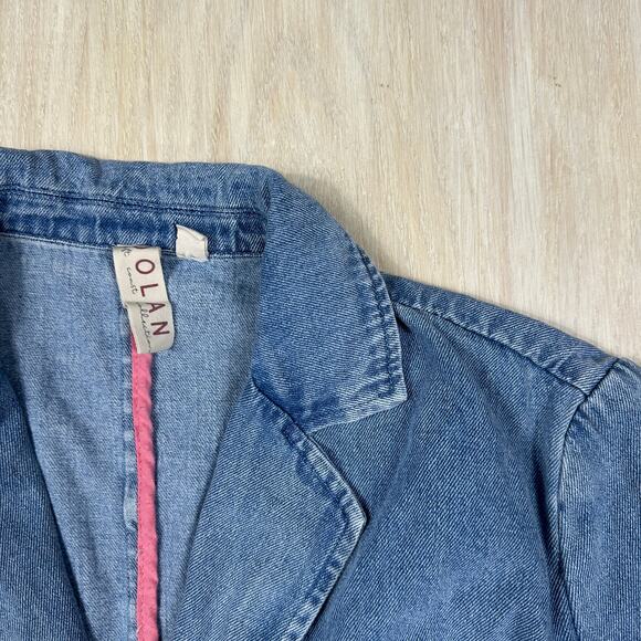 Anthropologie Dolan Preppy Western Business Casual Jean Denim Blazer Medium - Picture 5 of 15